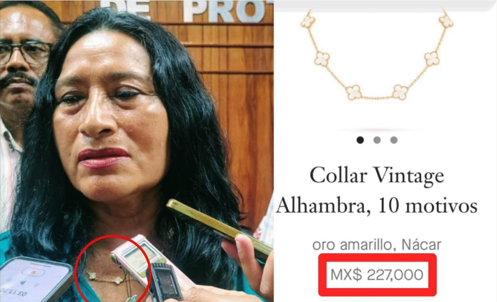Abelina López dice que “el pueblo” le regaló su collar de $227 mil pesos