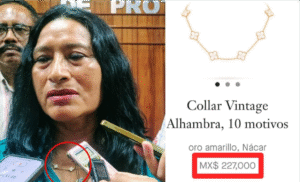 Abelina López dice que “el pueblo” le regaló su collar de $227 mil pesos