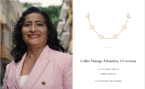 Abelina López explica que collar de lujo no vale 277 mil pesos y es solo acero